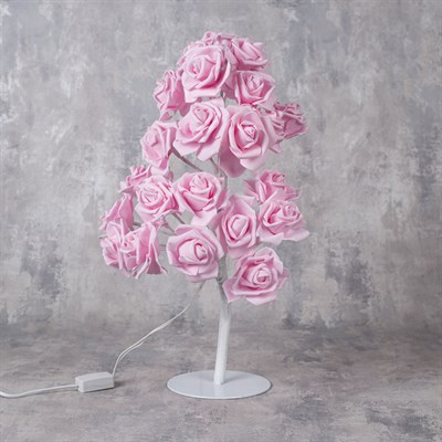 Светодиодный куст 0.45 м, "Розы розовые", 24 LED, 220V, РОЗОВЫЙ - фото 2029431