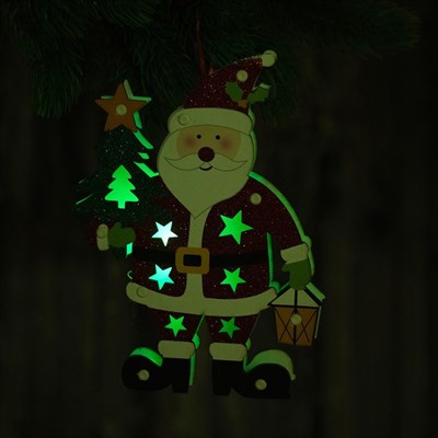 Декор с подсветкой "Дед Мороз с ёлкой" 2,2×18×25 см - фото 2029437