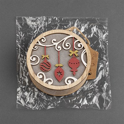 Подвеска световая  шар "Новогодние игрушки", 11х11х3 см, 4 LED, бат.(не в комп), Т/БЕЛЫЙ - фото 2029445