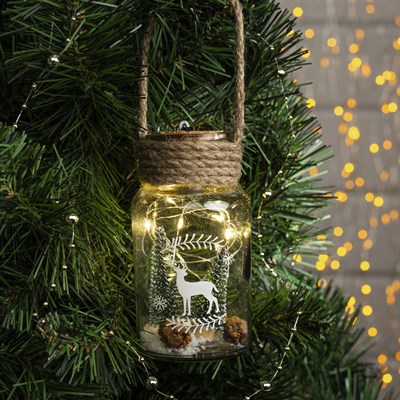 Подвеска световая "Новый год", 13х7х7 см, 6 LED, бат.(в комп), Т/БЕЛЫЙ - фото 2029454