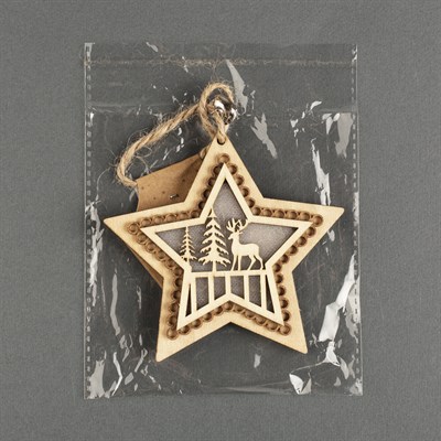 Подвеска световая "Звезда и олени", 10х10х1 см, 4 LED, бат.(в комп), Т/БЕЛЫЙ - фото 2029466