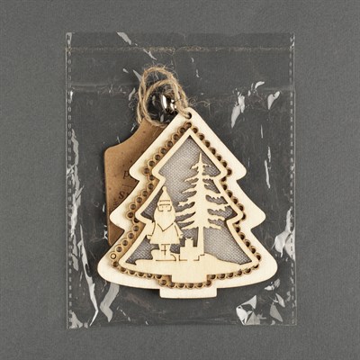 Подвеска световая "Елочка и Дед мороз", 10х9х1 см, 4 LED, бат.(в комп), Т/БЕЛЫЙ - фото 2029470