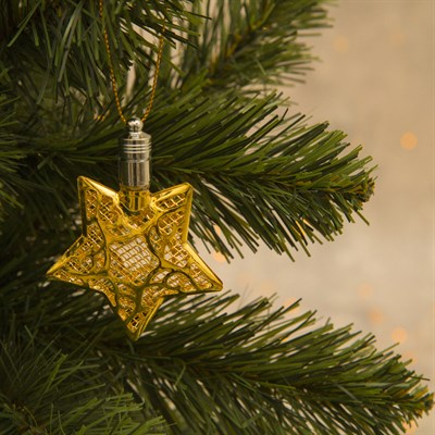 Подвеска световая "Звезда золотистая" (батарейки в комплекте), 8 см, 1 LED, RGB - фото 2029477