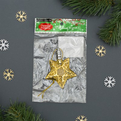 Подвеска световая "Звезда золотистая" (батарейки в комплекте), 8 см, 1 LED, RGB - фото 2029478