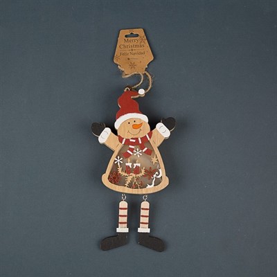 Подвеска световая "Снеговик", 24х12х2 см, 4 LED, бат.(в комп), Т/БЕЛЫЙ - фото 2029489