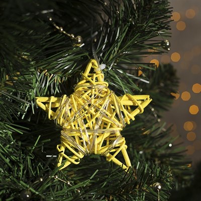 Подвеска световая "Звезда желтая" (батарейки в комплекте), 9х9х2 см, 20 LED, Т/БЕЛЫЙ - фото 2029501