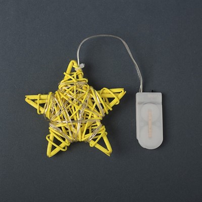 Подвеска световая "Звезда желтая" (батарейки в комплекте), 9х9х2 см, 20 LED, Т/БЕЛЫЙ - фото 2029502