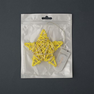 Подвеска световая "Звезда желтая" (батарейки в комплекте), 9х9х2 см, 20 LED, Т/БЕЛЫЙ - фото 2029504