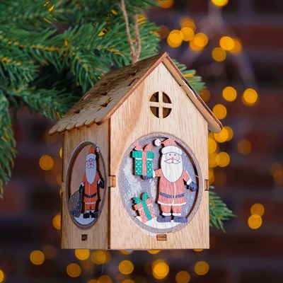 Декор с подсветкой "Дед мороз с подарками" 7×8×11 см - фото 2029561