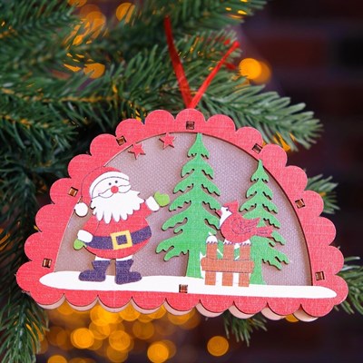 Декор с подсветкой "Новый год" 3×12,5×8 см - фото 2029580