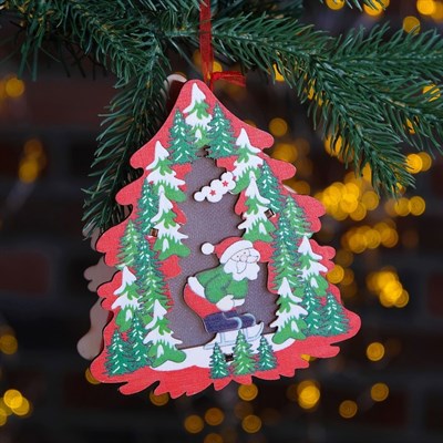 Декор с подсветкой "Ёлочки" 4×12×12 см - фото 2029586