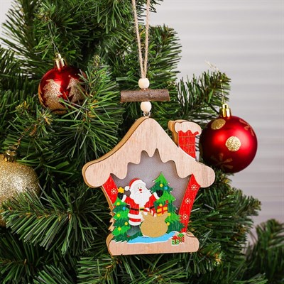 Декор с подсветкой «Дед мороз в домике» - фото 2029595