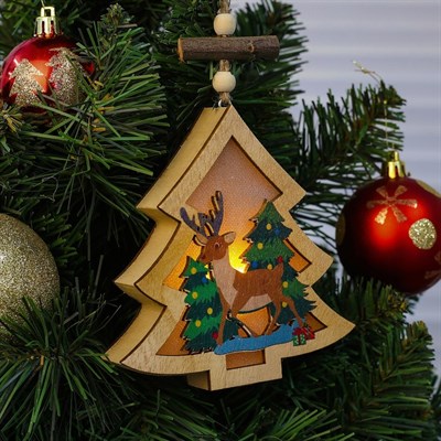 Декор с подсветкой «Ёлочка с оленем» - фото 2029597