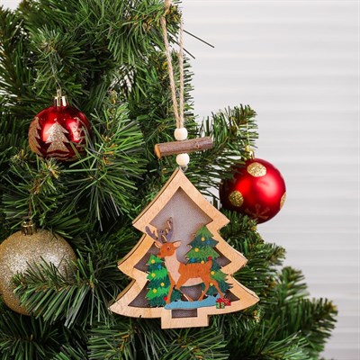 Декор с подсветкой «Ёлочка с оленем» - фото 2029598