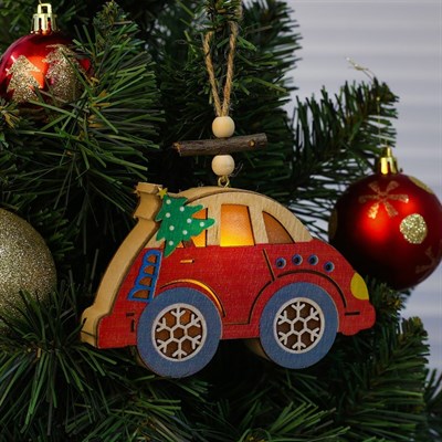 Декор с подсветкой «Машинка с ёлочкой» - фото 2029612