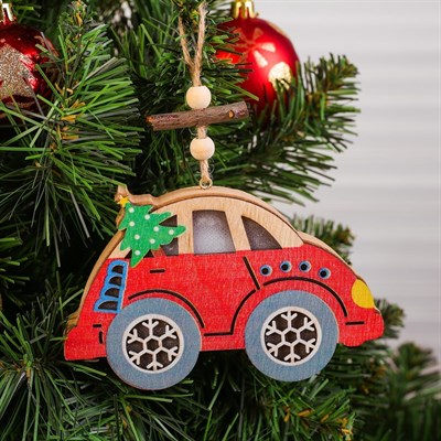 Декор с подсветкой «Машинка с ёлочкой» - фото 2029613