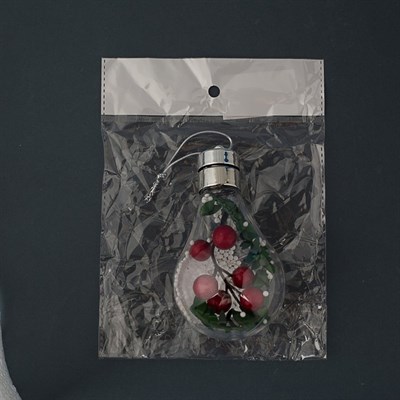 Елочный шар лампочка  "Ягоды"  5 LED. от батареек 2032 (в комплекте) БЕЛЫЙ - фото 2029644