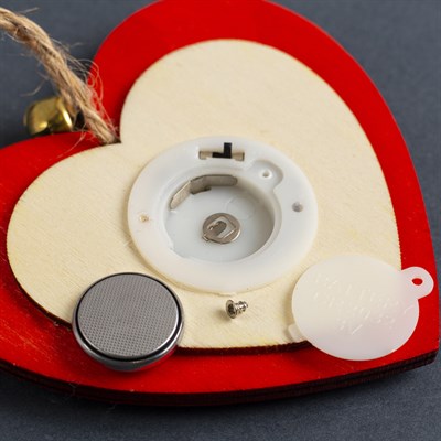 Подвеска световая "Сердце новогоднее красное", 10х10х2 см, 3 LED, бат(в комп) Т/БЕЛЫЙ - фото 2029655