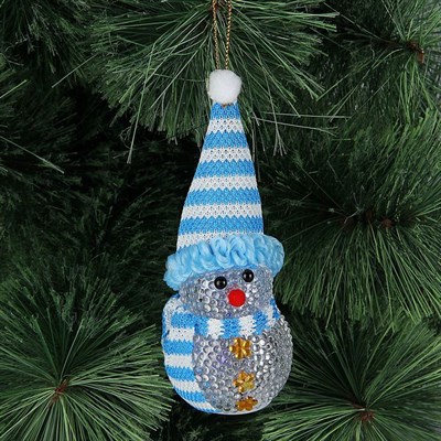 Игрушка световая "Снеговик" (батарейки в комплекте) 5х13 см, 1 LED, СИНИЙ - фото 2029674