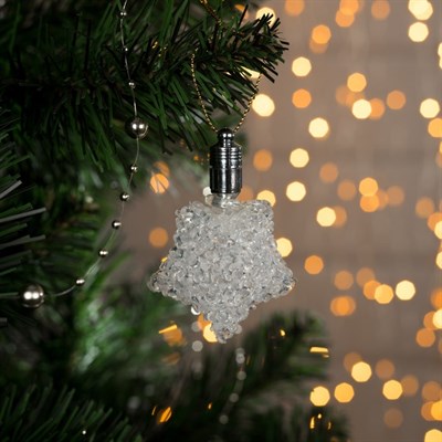 Подвеска световая "Ледяная звезда" 8 см (батарейки в комплекте) - фото 2029702