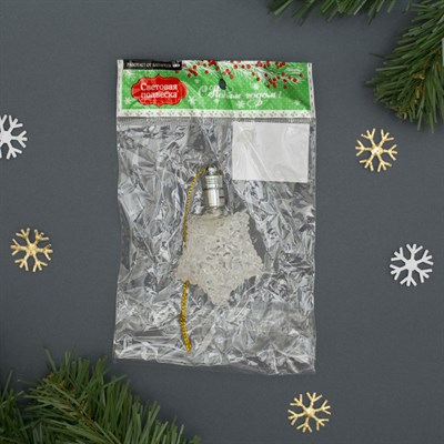 Подвеска световая "Ледяная звезда" 8 см (батарейки в комплекте) - фото 2029703