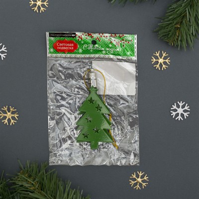 Подвеска световая "Елка" (батарейки в комплекте), 9,5 см, 1 LED, RGB - фото 2029717