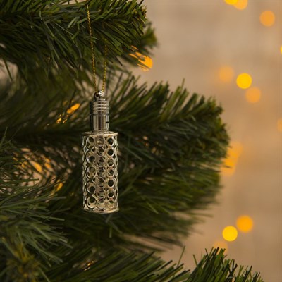 Подвеска световая "Фонарик серебряный" (батарейки в комплекте), 7 см, 1 LED, RGB - фото 2029732