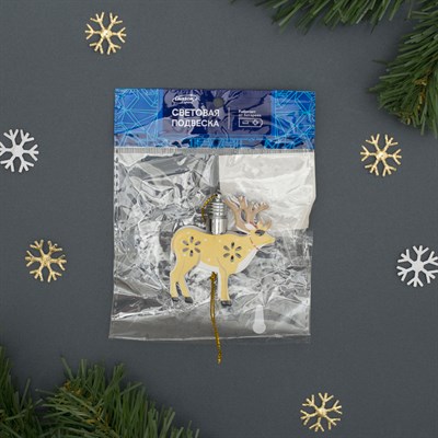 Подвеска световая "Олень" (батарейки в комплекте), 6 см, 1 LED, RGB - фото 2029753
