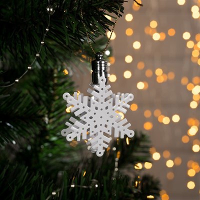 Подвеска световая "Снежинка белая" (батарейки в комплекте), d - 5см, 1 LED, RGB - фото 2029764
