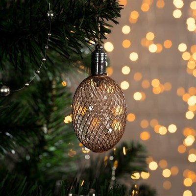 Подвеска световая "Шишка медный" (батарейки в комплекте), 8 см, 1 LED, RGB - фото 2029772