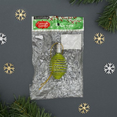 Подвеска световая "Пружинка зеленая" (батарейки в комплекте), 7 см, 1 LED, RGB - фото 2029781