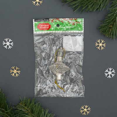 Подвеска световая "Фонарик серебряный" (батарейки в комплекте), 7 см, 1 LED, RGB - фото 2029791