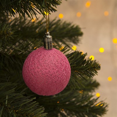 Игрушка световая "Елочный шар" (батарейки в комплекте) 6 см, 1 LED, RGB, РОЗОВЫЙ - фото 2029802