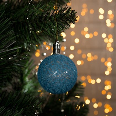 Игрушка световая "Елочный шар" (батарейки в комплекте) 6 см, 1 LED, RGB, СИНИЙ - фото 2029810