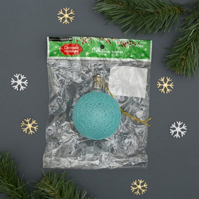 Игрушка световая "Елочный шар" (батарейки в комплекте) 6 см, 1 LED, RGB, ГОЛУБОЙ - фото 2029815