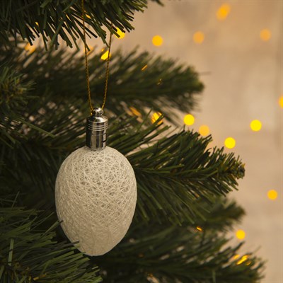 Игрушка световая "Шишка на елку" (батарейки в комплекте) 6 см, 1 LED, RGB, БЕЛЫЙ - фото 2029822