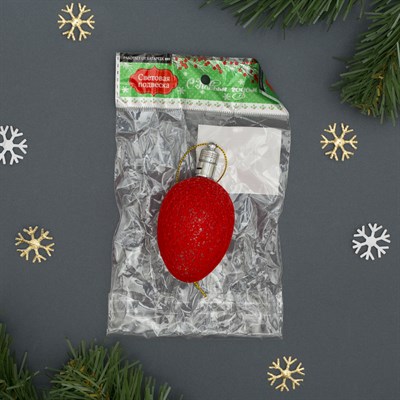 Игрушка световая "Шишка на елку" (батарейки в комплекте) 6 см, 1 LED, RGB, КРАСНЫЙ - фото 2029827