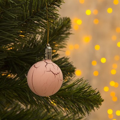 Игрушка световая "Елочный шар узоры краской" 5 см, 1 LED, RGB, РОЗОВЫЙ - фото 2029838