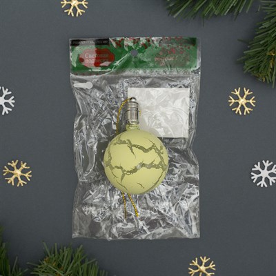 Игрушка световая "Елочный шар узоры краской" (батарейки в комплекте) 5 см, 1LED, RGB, ЗЕЛЕН. - фото 2029851