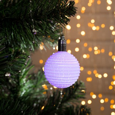 Игрушка световая "Елочный шар ребристый" (батарейки в комплекте) 5 см, 1 LED, RGB, РОЗОВЫЙ - фото 2029861