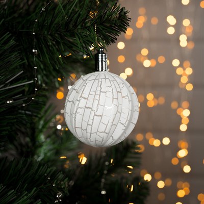 Игрушка световая "Елочный фонарик узоры краской" 5 см, 1 LED, RGB, БЕЛЫЙ - фото 2029866