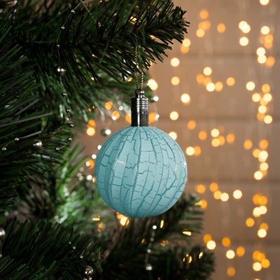 Игрушка световая "Елочный фонарик узоры краской" 5 см, 1 LED, RGB, ГОЛУБОЙ - фото 2029874