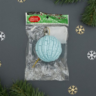 Игрушка световая "Елочный фонарик узоры краской" 5 см, 1 LED, RGB, ГОЛУБОЙ - фото 2029875