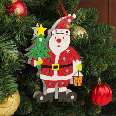 Декор с подсветкой "Дед мороз с ёлкой" 2,2×14×20 см - фото 2029937