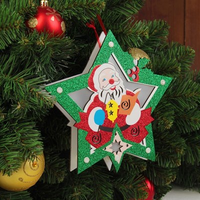 Декор с подсветкой "Дед мороз в звезде" 2,3×20×20 см - фото 2029943