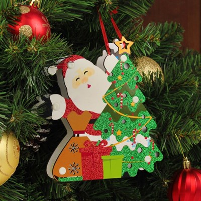 Декор с подсветкой "Дед мороз и ёлка" 2,3×14×16 см - фото 2029947