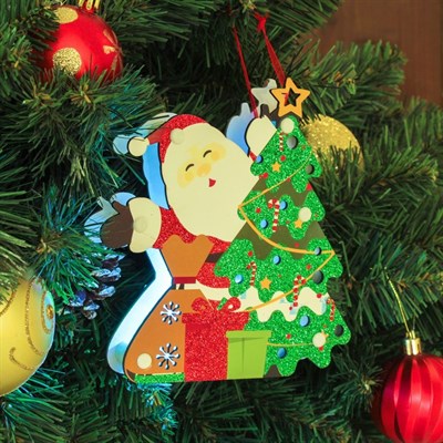 Декор с подсветкой "Дед мороз и ёлка" 2,3×14×16 см - фото 2029948