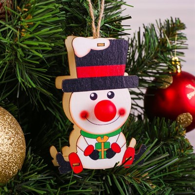 Декор с подсветкой «Снеговик с подарком» - фото 2029963