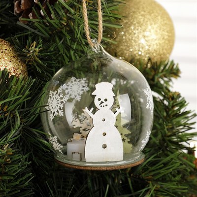 Декор с подсветкой в стекле "Праздничный шар" - фото 2029972