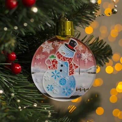 Подвеска световая с динамикой "Снеговик" от батареек 2032 (в комплекте), БЕЛЫЙ - фото 2029974